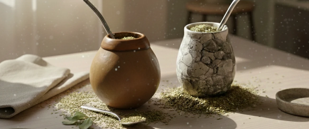 Comparație: dovleac natural și dovleac ceramic pentru mate, unul lângă altul