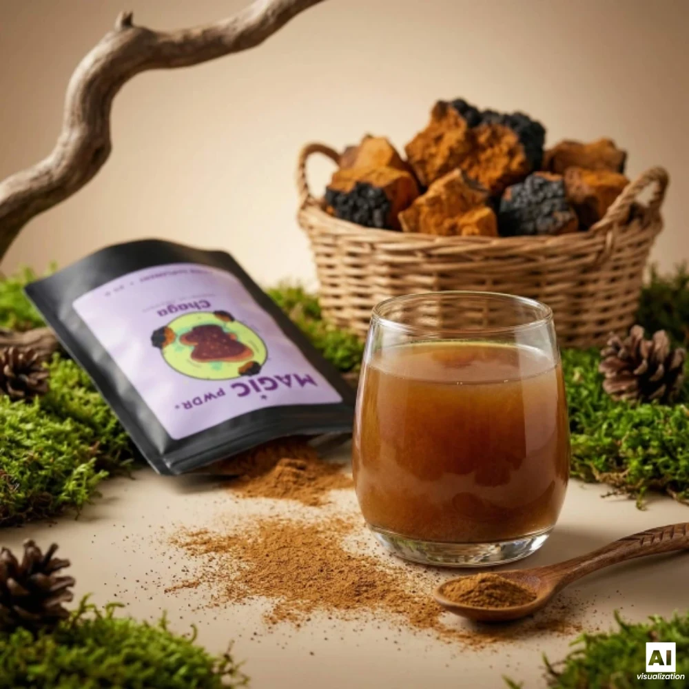 Magic Pwdr Chaga, extract de corp fructifer 10:1 sub formă de pulbere.
