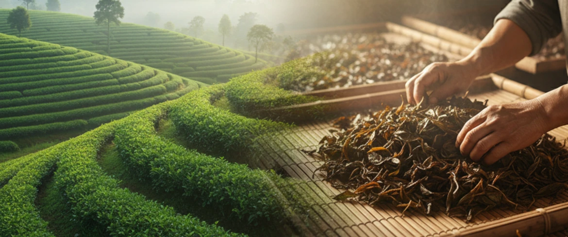 Procesul de producție al ceaiului negru cu frunze libere – fermentarea și uscarea