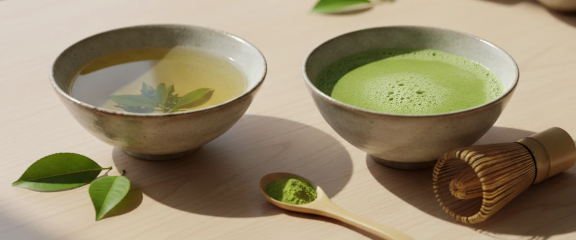 Matcha versus ceai verde – diferențe de culoare, textură și proprietăți