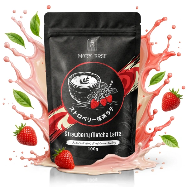 Mary Rose Strawberry Matcha Latte – latte cu matcha și căpșuni.