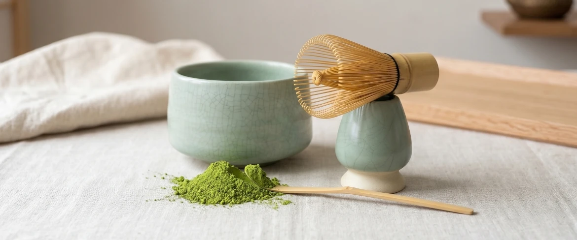 Tel de matcha (chasen) și suport pentru kusenaoshi – set de matcha