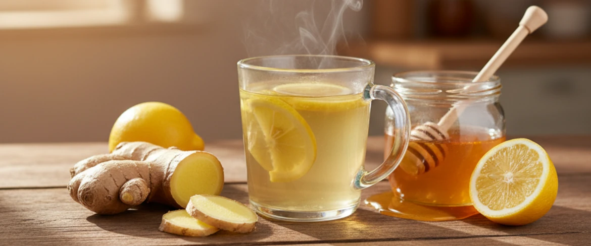Ceai cu ghimbir, miere și lămâie