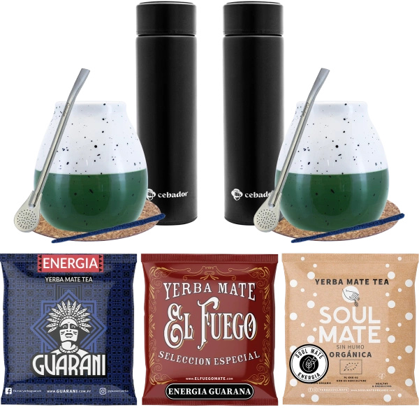Yerba Mate starter kit Thermos 3x50g pentru cuplu