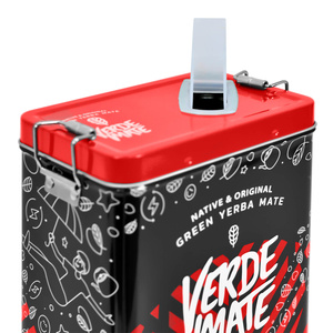 Yerbera – Cutie metalică + Verde Mate Green Energia Organica 0,5 kg