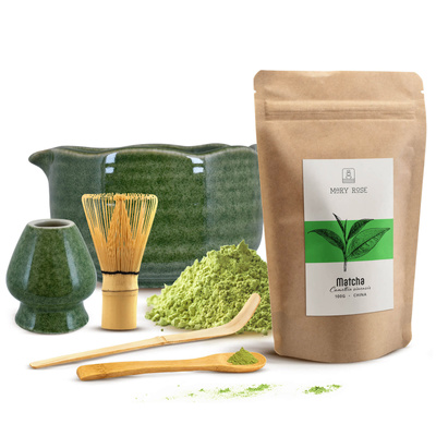 Set de preparare a ceaiului Matcha: matcha 100g + accesorii