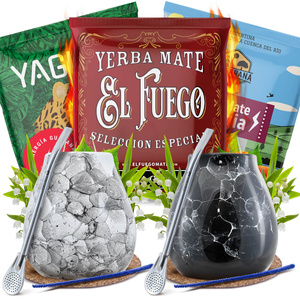 Yerba Mate Energia Set pentru DOUĂ Calabash Bombilla
