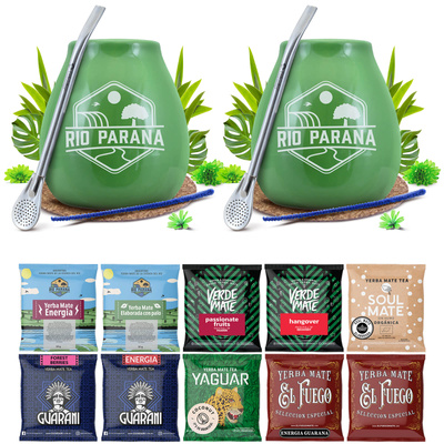 Yerba Mate Set pentru DOUĂ Calabash Bombilla