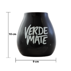 Cană din ceramică pentru mate cu logo Verde Mate (neagră) 350 ml