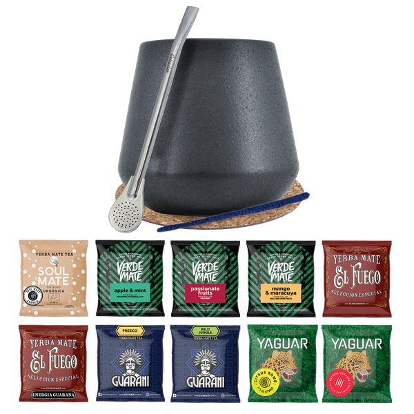 Set Yerba Mate 10x50g Calabash Bombilla 500g