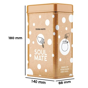 Yerbera – Cutie metalică + Soul Mate Orgánica Menta Limon 0,5 kg