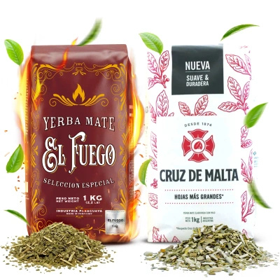 Set de Yerba Mate Elaborada: El Fuego 1kg + Cruz de Malta 1kg