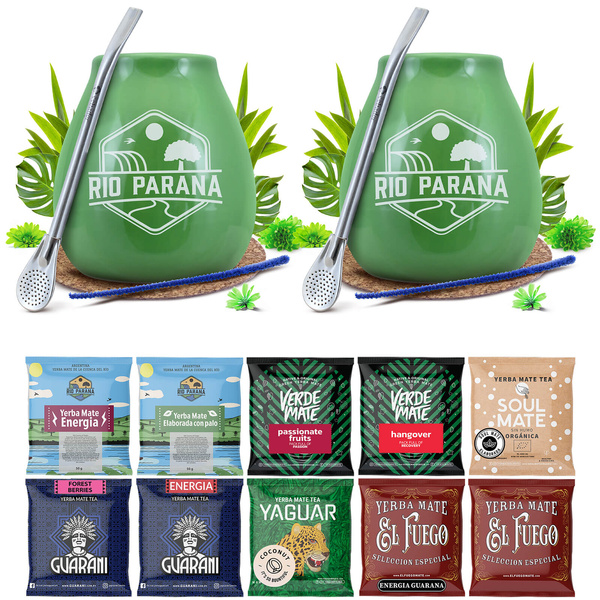 Yerba Mate Set pentru DOUĂ Calabash Bombilla