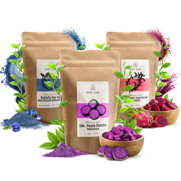 Set de matcha colorate: Blue Matcha + Pink Matcha + Purple Matcha