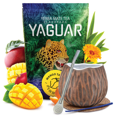 Set de Yerba Mate Yaguar 500g 0,5kg Calabash + Bombilla