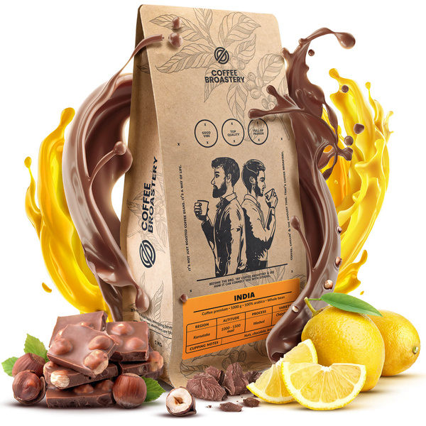 Bro Coffee Roastery - Cafea boabe întreagă India Karnataka Premium 1kg
