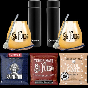 Set de yerba Mate pentru cupluri PREMIUM calabash Thermos