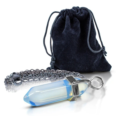 Pandantiv cu opalit în săculeț + lanț