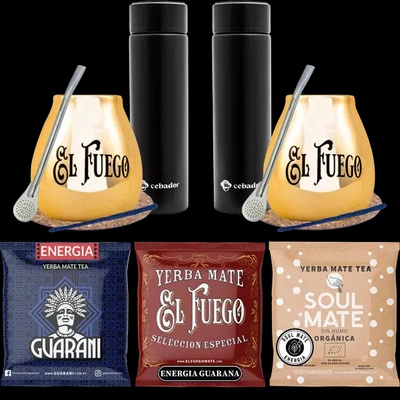 Set de yerba Mate pentru cupluri PREMIUM calabash Thermos
