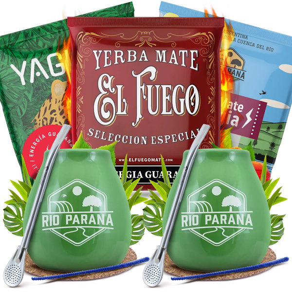Yerba Mate Energia Set pentru DOUĂ Calabash Bombilla