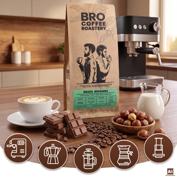 Bro Coffee Roastery – Cafea boabe întreagă Brazil Mogiana Premium 1 kg