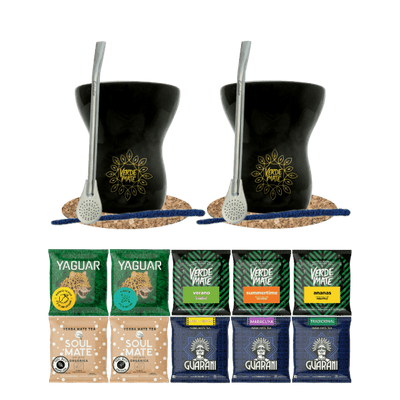 Set de Yerba Mate 10 x 50g: 2x Calabash + 2x Bombilla