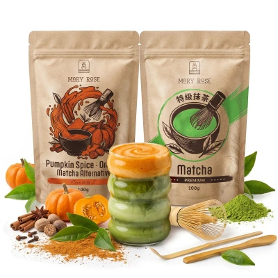 Set pentru Matcha Latte colorat: Matcha + Orange Matcha + accesorii