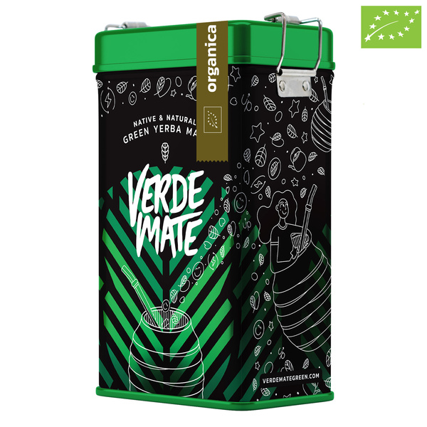 Yerbera – Cutie metalică + Verde Mate Green Organica 0,5 kg