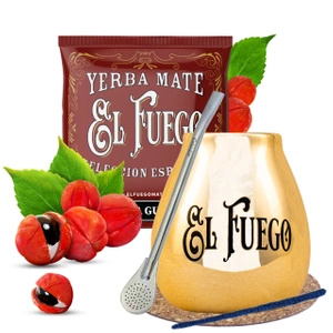 Yerba mate set El Fuego calabash din ceramică bombilla