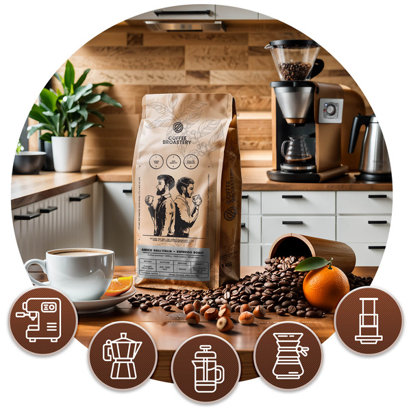 Bro Coffee Roastery - Cafea boabe întreagă Amico dall'Italia Espresso Roast 400g