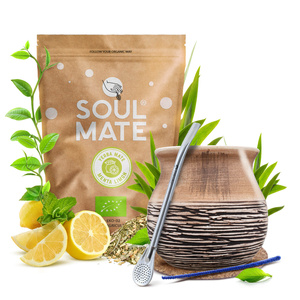 Kit de Yerba Mate Soul Mate Organica Menta Limon 500g 0,5kg Calabash + Bombilla