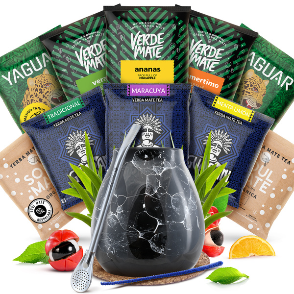 Kit de pornire de Yerba Mate Calabash Bombilla 10x50g