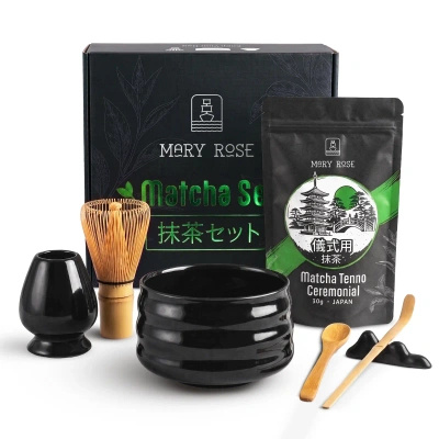 Set cadou: matcha ceremonială japoneză + matchawan + accesorii din bambus