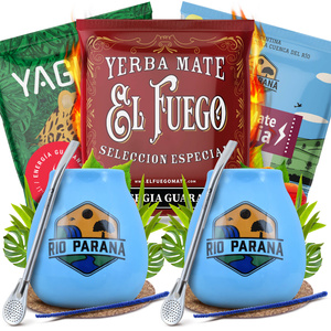 Yerba Mate Energia Set pentru DOUĂ Calabash Bombilla