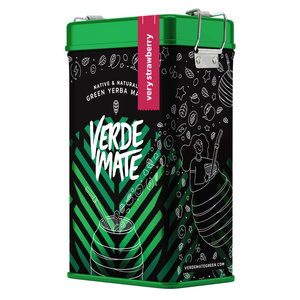 Yerbera – Cutie metalică + Verde Mate Green Very Strawberry 0,5 kg