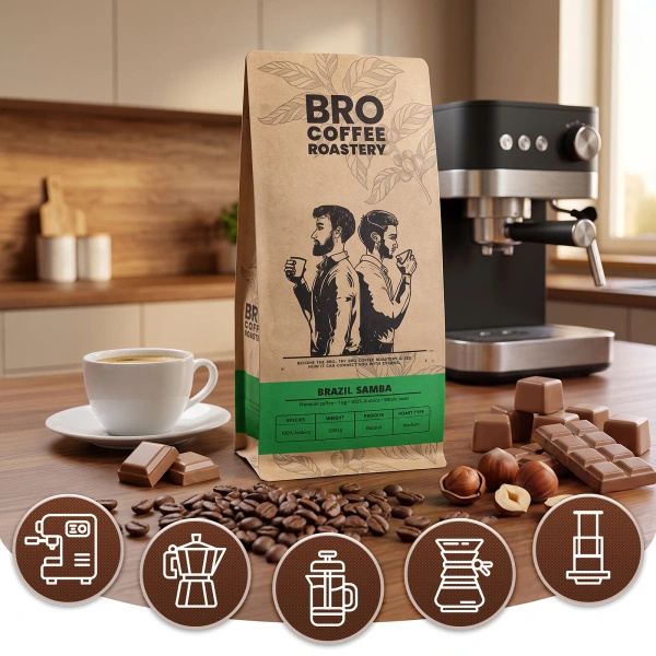 Bro Coffee Roastery – Cafea boabe întreagă Brazil Samba Premium 1kg