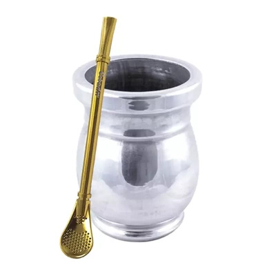 Palo Santo Mate Cup + Bombilla Gringo Gold