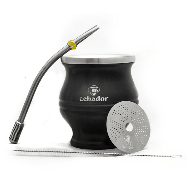 TermoColador – ceașcă pentru yerba mate + sită + bombilla – negru