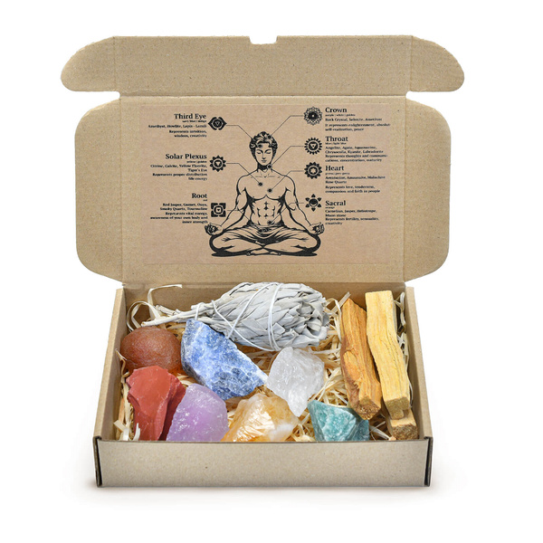 Set de pietre naturale, cristale și tămâie - ezoterism, yoga, meditație