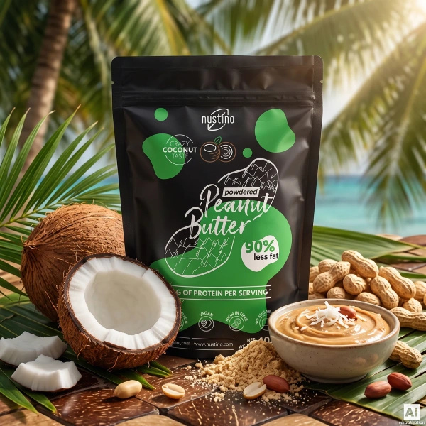 Nustino – Unt de arahide pudră – Coconut (fără zahăr adăugat) 400 g
