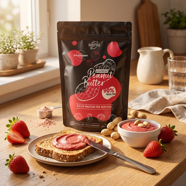 Set unt de arahide pudră Nustino: Classic + Strawberry 2x400g