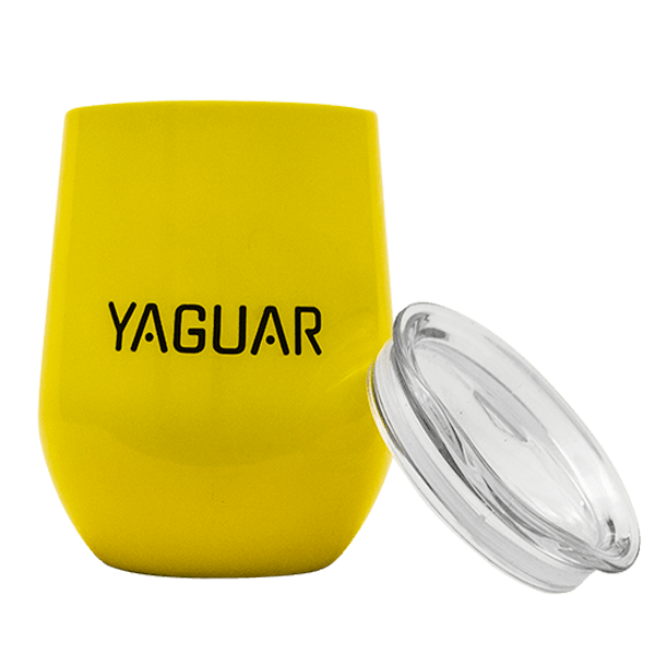 TermoLid – cană termică pentru yerba mate cu capac – Yaguar (galben) – 350 ml
