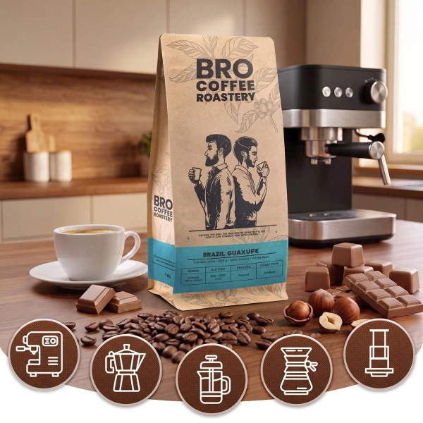 Set pentru Pumpkin Spice Latte: cafea Bro Coffee Roastery Brazil Guaxupe 1kg + Pumpkin Spice Latte Mix 100g
