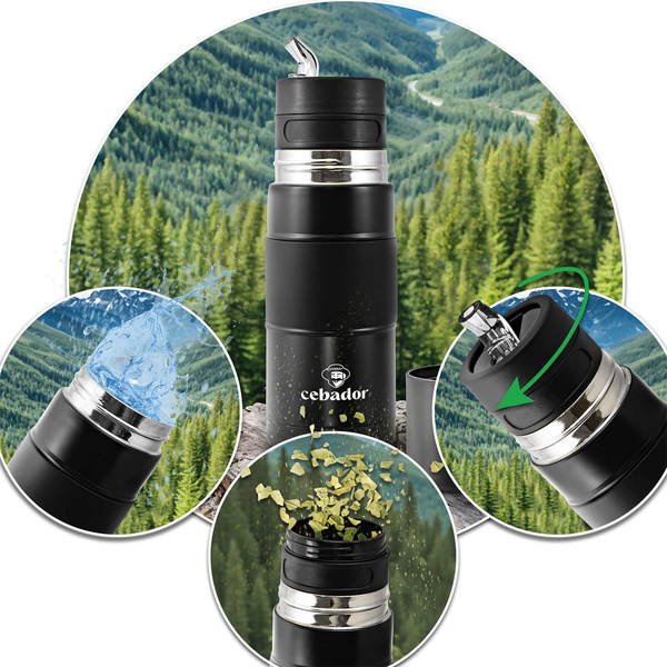 Yerbomos X ALL IN ONE - 450ml - Cană Mate, termos și bombilla într-unul singur (negru)