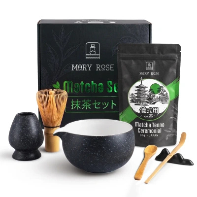 Set cadou: matcha ceremonială japoneză + matchawan + accesorii din bambus