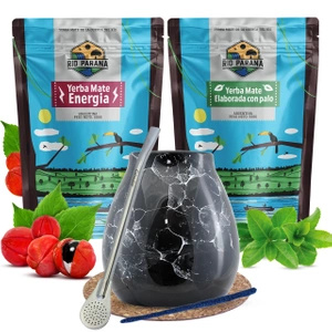 Set de Yerba Mate Rio Parana 2x500g 1kg Calabash + Bombilla