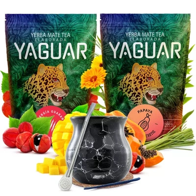 Yerba mate set Yaguar ceramică calabash bombilla