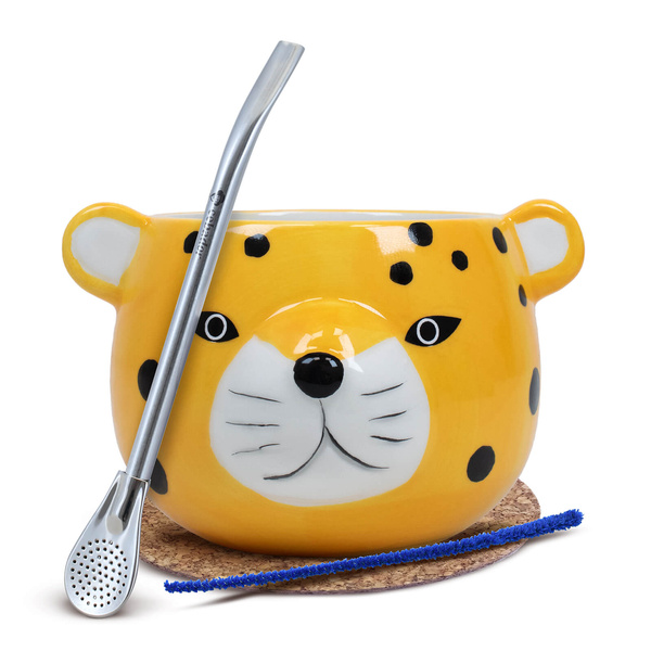 Set Yerba Mate Matero Gourd Gatito Bombilla