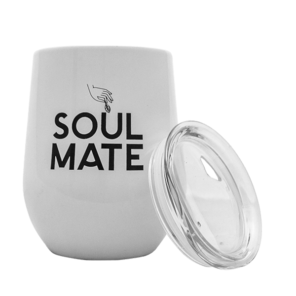 TermoLid – cană termică pentru yerba mate cu capac – Soul Mate (alb) – 350 ml