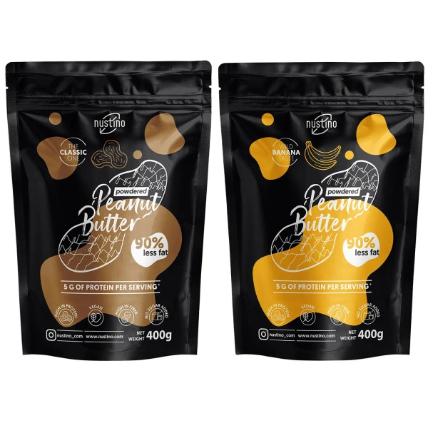 Set unt de arahide pudră Nustino: Classic + Banana 2x400g